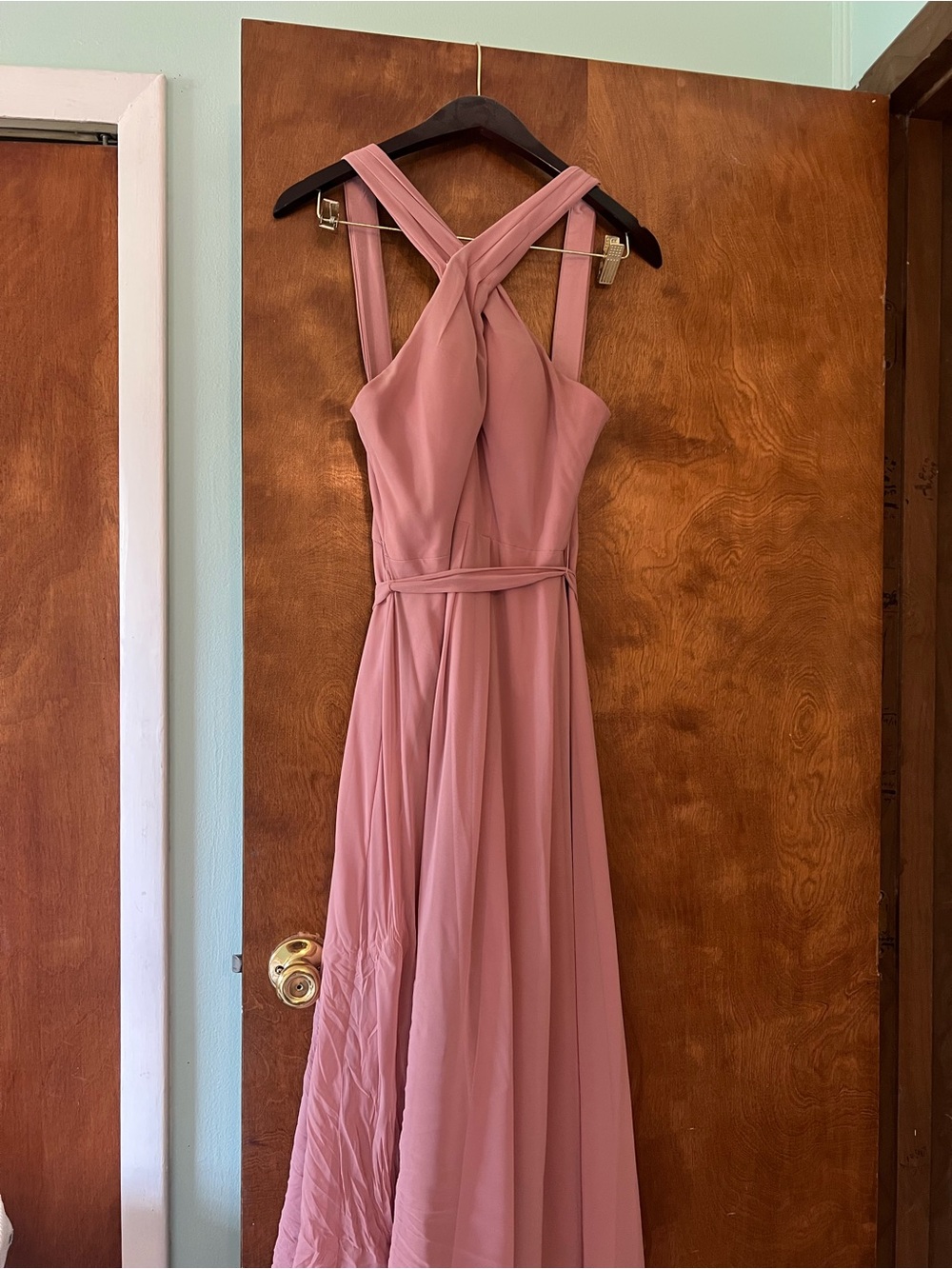 Pink Cross-Back Formal Dress